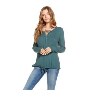 Chaser THERMAL Long Sleeve Strappy Criss Cross Back Teal Size Medium